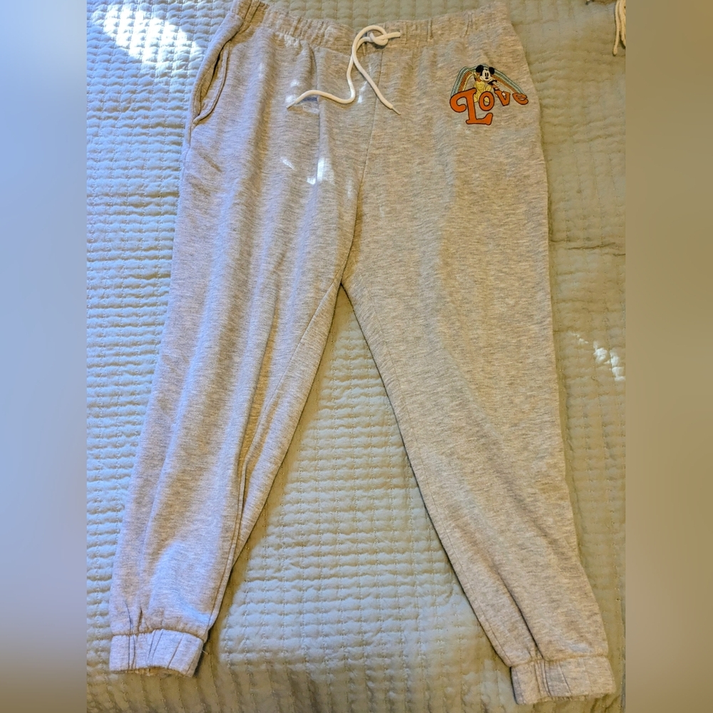 Disney Light Gray Joggers with Pluto & Mickey Mouse, size XXL